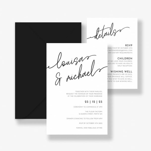 Obsidian Black Wedding Invitation Suite