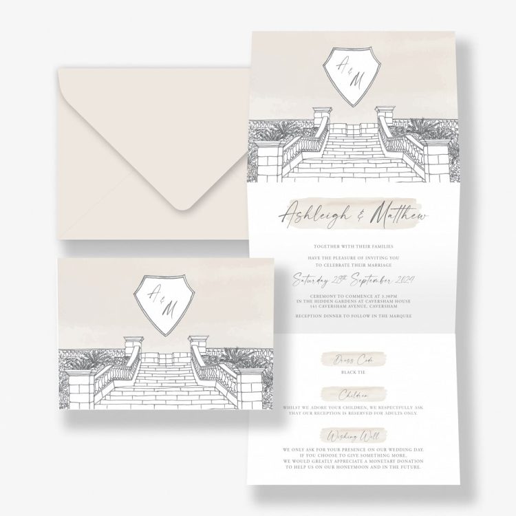 Caversham House Trifold Wedding Invitation