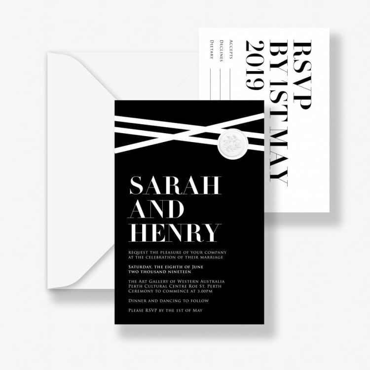 Bold Black & White Wedding Invitation