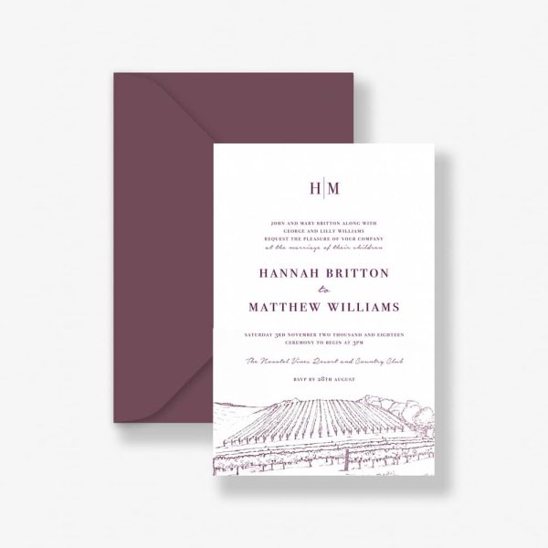 Burgundy Vineyard wedding Invitation