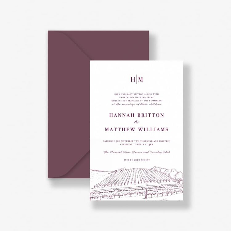 Burgundy Vineyard Wedding Invitation