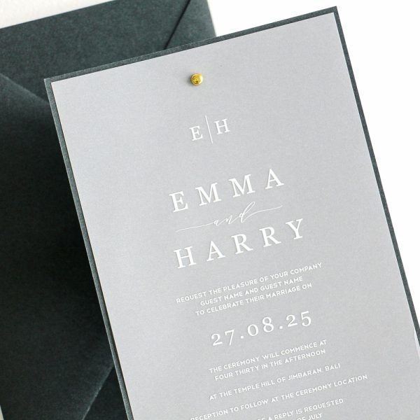 Sleek Stone Vellum Wedding Invitation