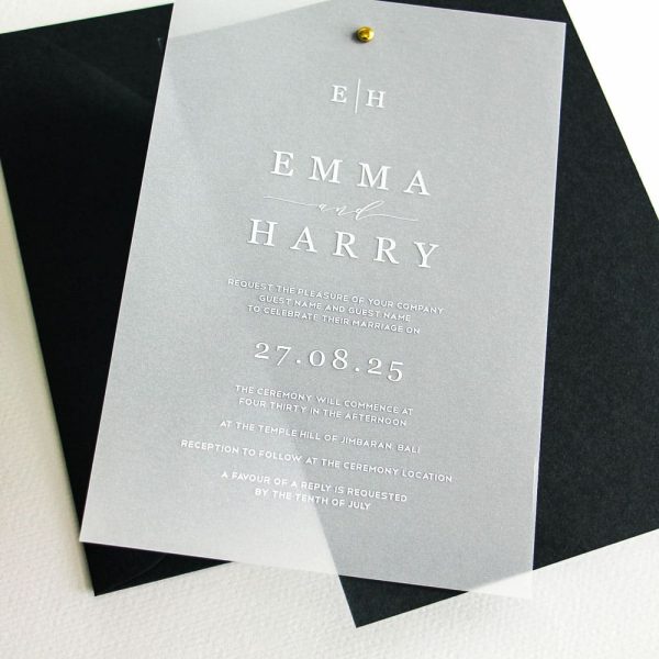 Sleek Stone Vellum Wedding Invitation