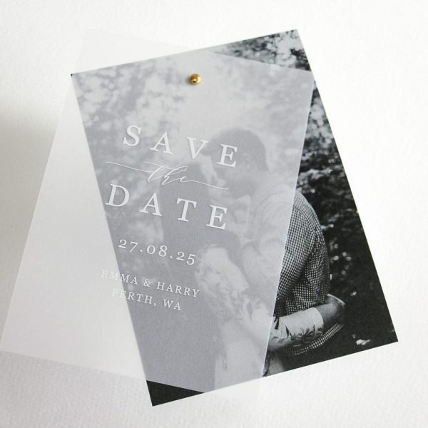 Sleek Stone Vellum Wedding Invitation