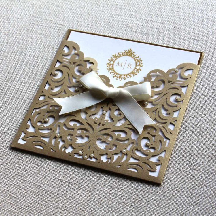 Golden Hour Lasercut Wedding Invitation