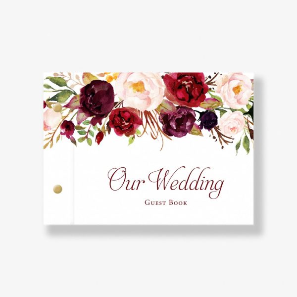 Marsala Florals Wedding Guest Book