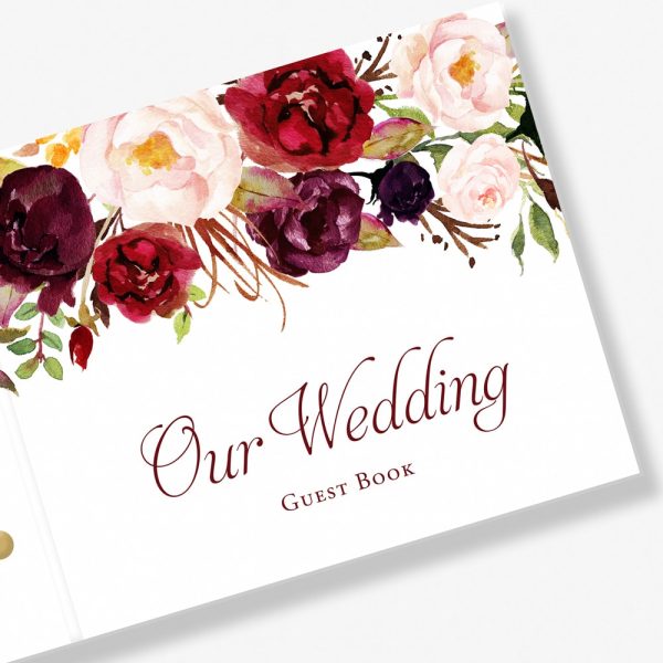 Marsala Florals Wedding Guest Book