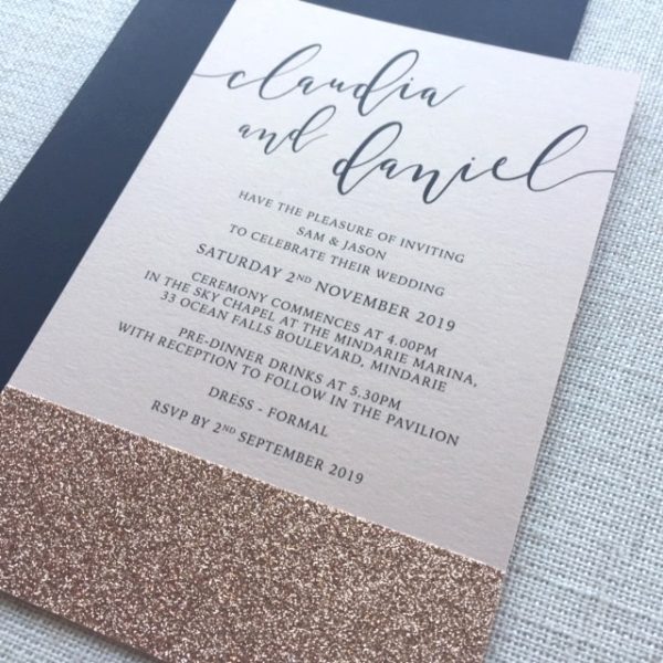 Elegant Rose Gold Glitter Wedding Invitation
