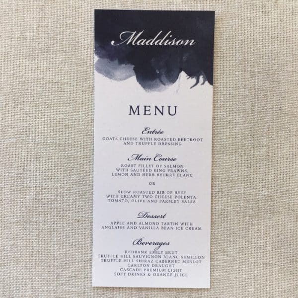 Navy Perfection Menu Placecard