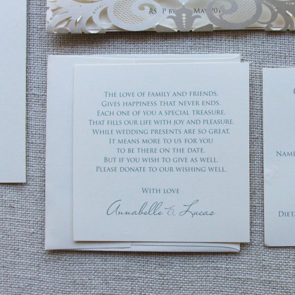 Powder Blue Lace Lasercut Wedding Gifts Card