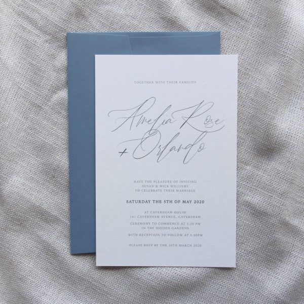 Soft Blue Romance Wedding Invitation