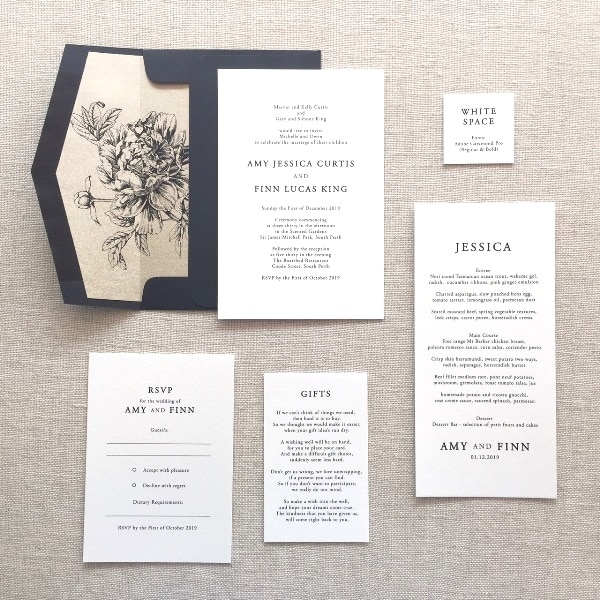 White Space Minimalist Wedding Invitation Set