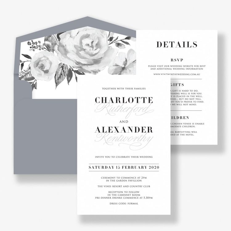 Romantic Grey Wedding Invitation