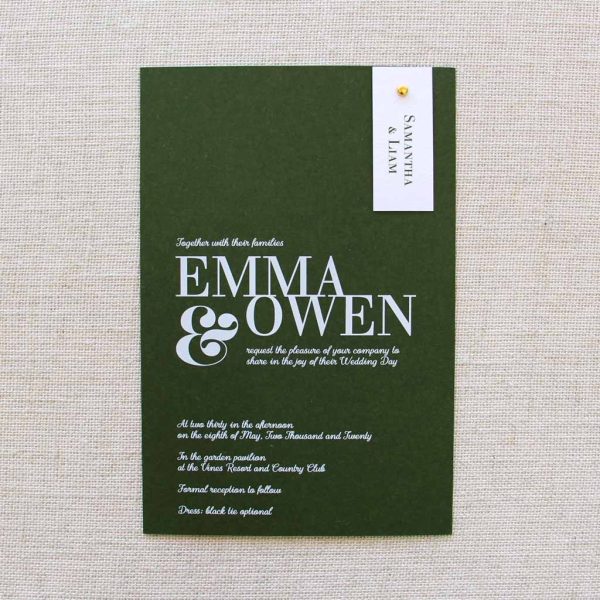 Forest Green Minimalist Wedding Invitation - Image 3