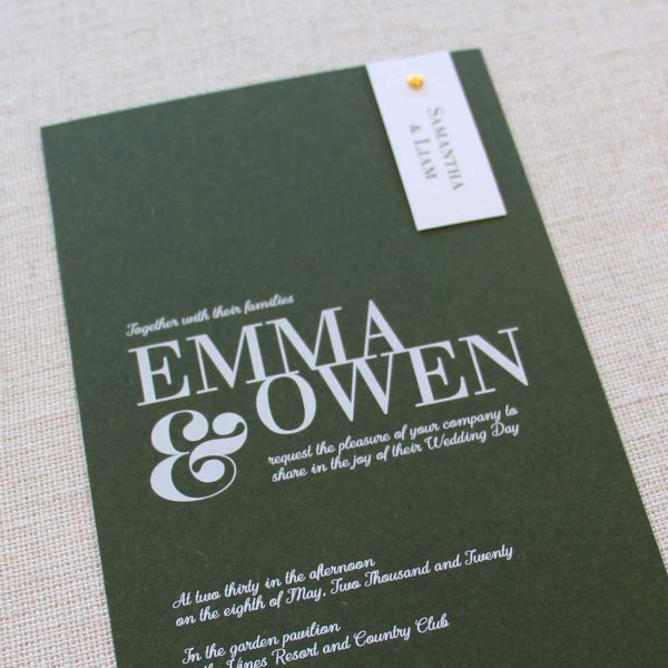 Forest Green Minimalist Wedding Invitation - Image 2