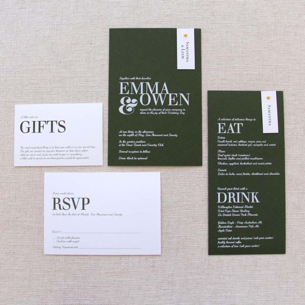 Forest Green Minimalist Wedding Invitation - Image 4