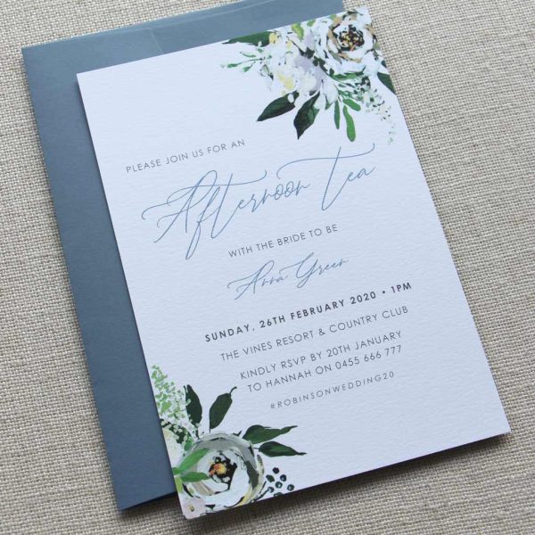 Painterly Blue Bridal Afternoon Tea Invitation - Image 2