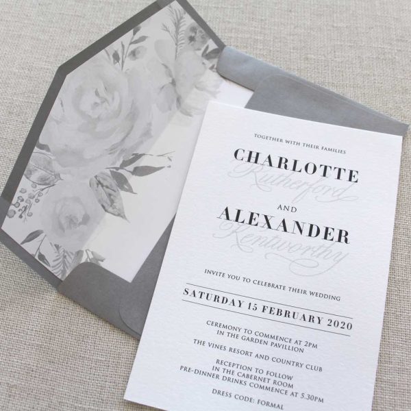 Romantic Grey Wedding Invitation - Image 2