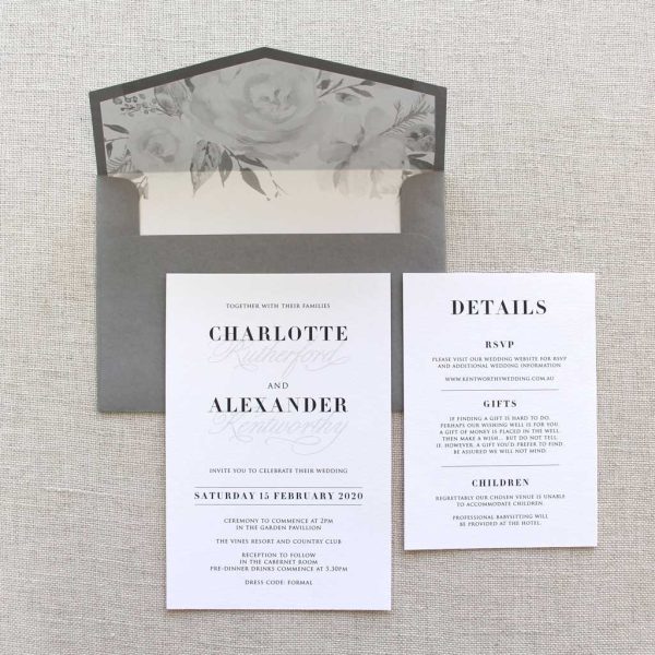 Romantic Grey Wedding Invitation - Image 3