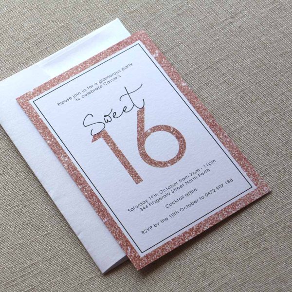 Sweet Sixteen Pink Glitter Birthday Invitation - Image 2