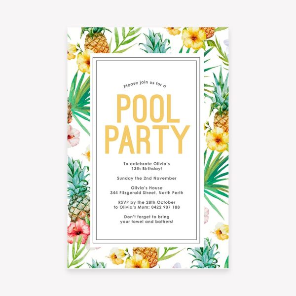 Teen Birthday Party Invitation Tropical Jungle