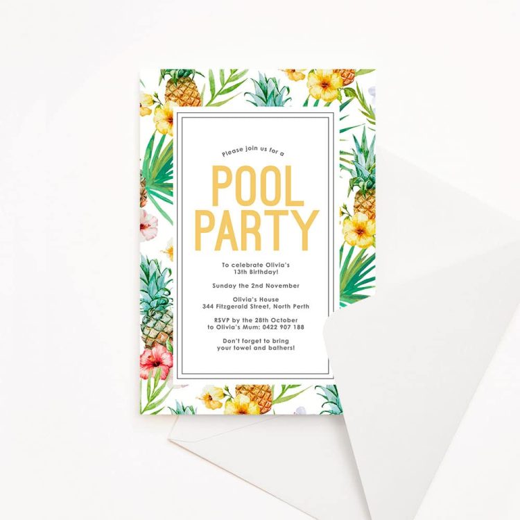 Tropical Pool Party Invitation