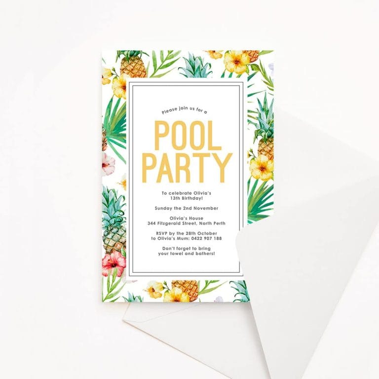 Teen Birthday Party Invitation Tropical Jungle