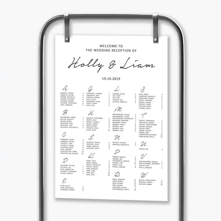 Minimalist Wedding Seating Plan