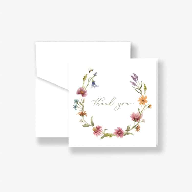 Dainty Floral Wreath Thank You Card (10 Pack)