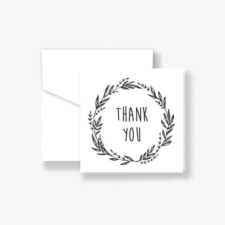 Ebony Wreath Thank You Card (10 Pack)