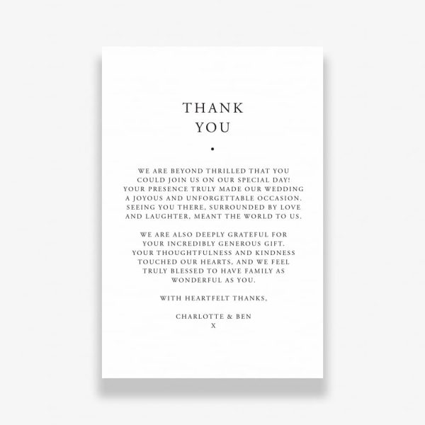 Classic Wedding Thank You Cards back with thank you message