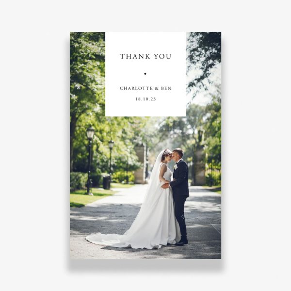 Classic Wedding Thank You Cards with wedding day photo