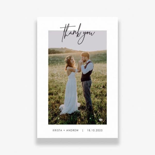 Frame Wedding Thank You Card with happy married couple