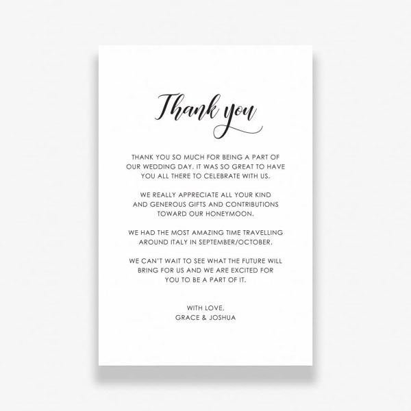 Simple Wedding Thank You Card with thank you message