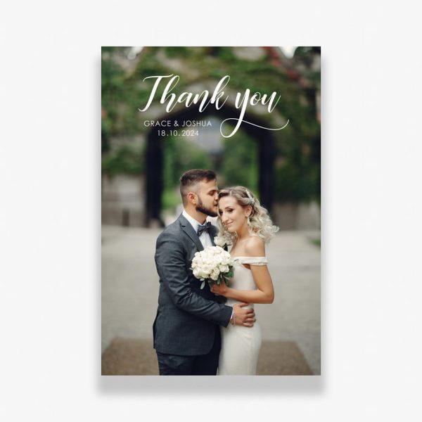 Simple Wedding Thank You Cards with happy couple