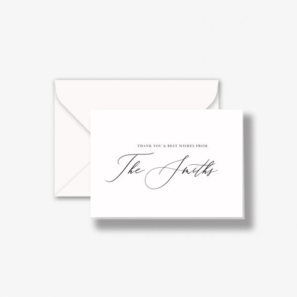 Customisable surname wedding thank you card