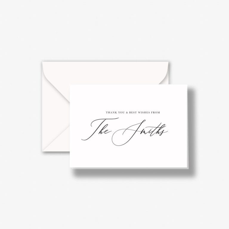 Customisable surname wedding thank you cards