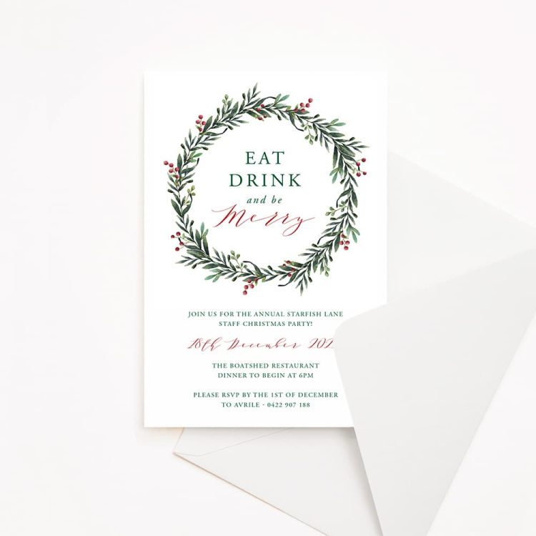 Eat, Drink & Be Merry Christmas Invitation