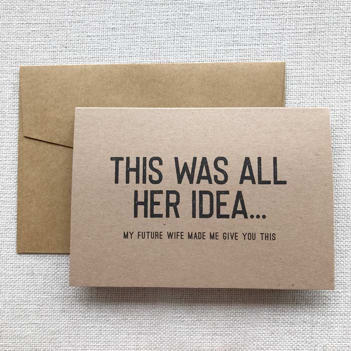 This Was All Her Idea…. Bridal Party Card