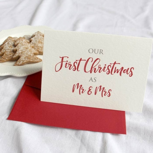 first christmas as mr and mrs card, christmas card, newlywed christmas card