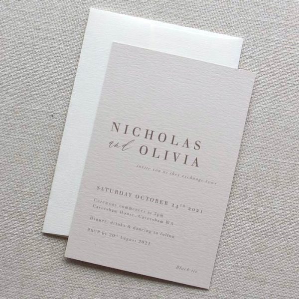 Textured Vanilla Almond Wedding Invitation - Image 2