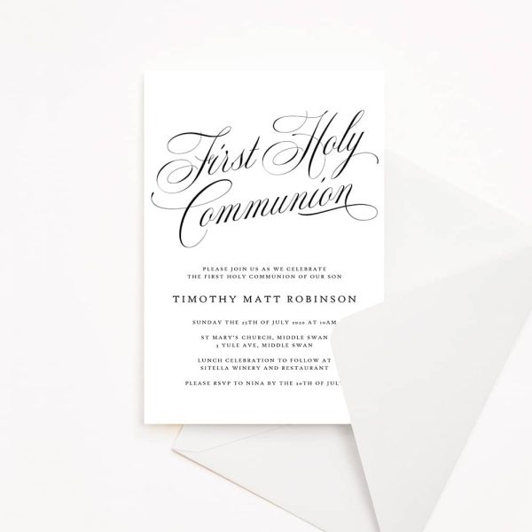 Black Script Communion Invitation