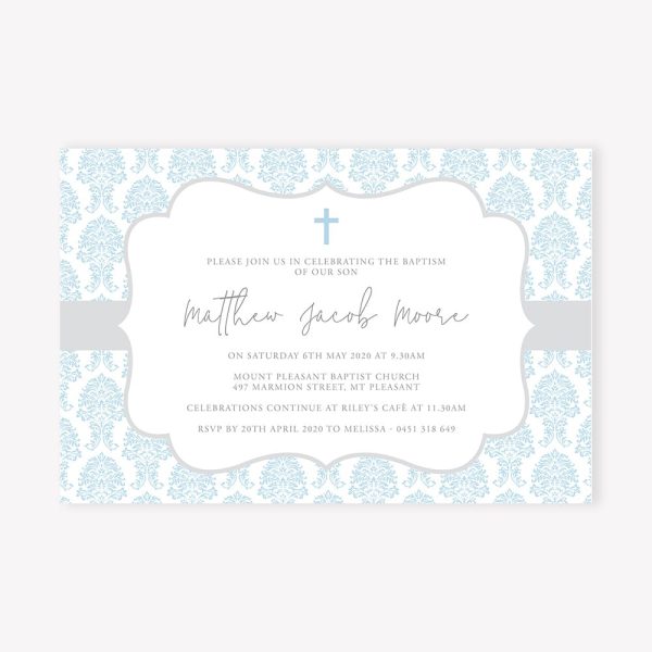 Damask Baptism Invitation