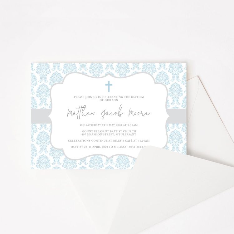 Damask Baptism Invitation