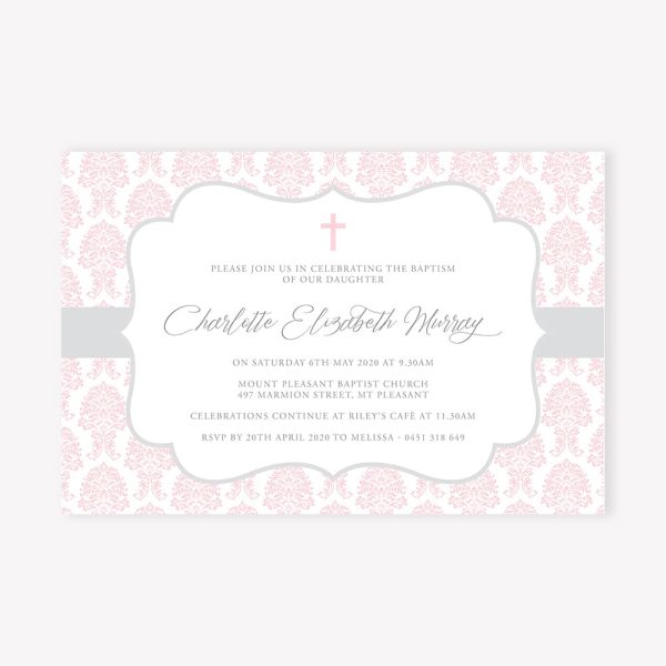 Damask Baptism Invitation