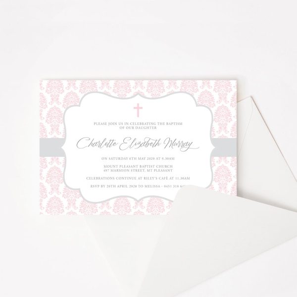 Damask Baptism Invitation