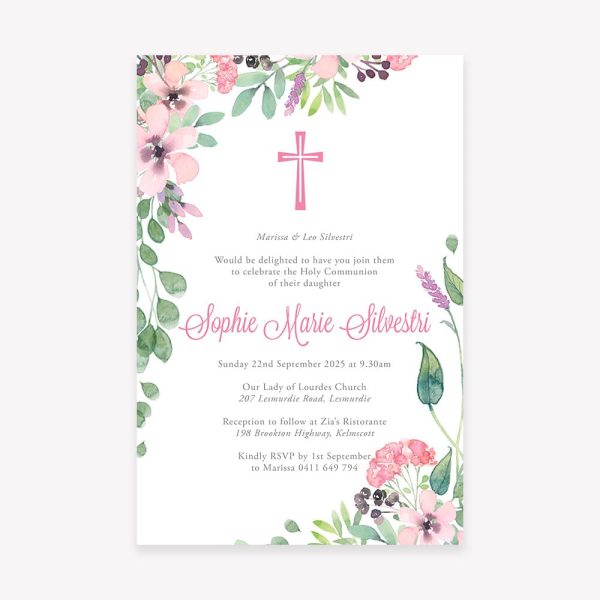 Forget Me Not First Holy Communion Invitation
