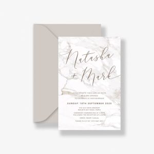 Marble Wedding Invitation with marble background and stone envelope