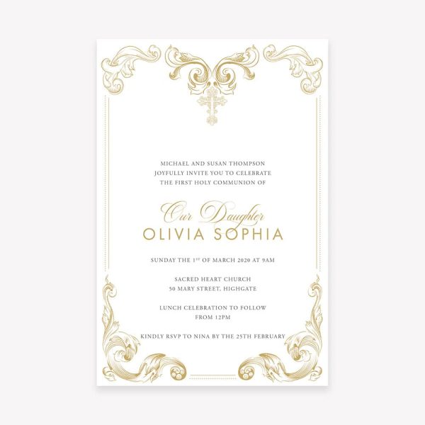 Ornate Frame First Holy Communion Invitation