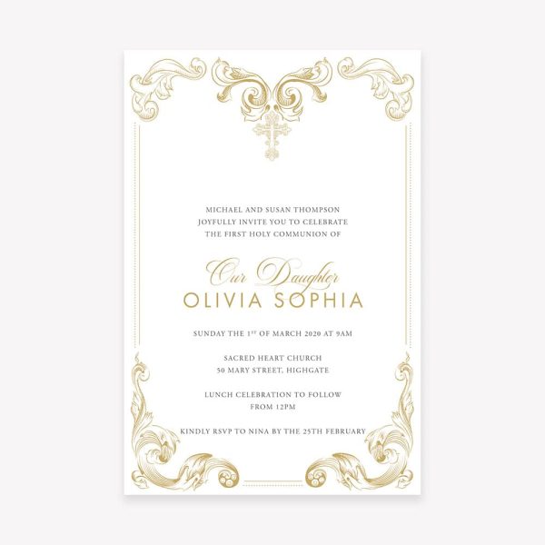 Ornate Frame First Holy Communion Invitation